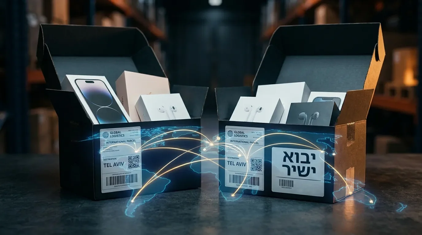 משלוח בינלאומי עם חבילות ומוצרי אלקטרוניקה